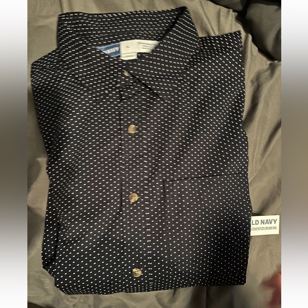 OLD NAVY Everyday Shirt  Men's L - Blue Button Regular For Built In Flex Nwt